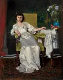 CZY CHCESZ RÓŻĘ ? by Władysław Czachórski, 1879, olej, płótno dublowane, sold Mar 2021