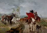 Wilhelm Räuber, UCIECZKA PRZED BURZĄ, 1879, olej, deska