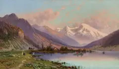 Aleksander Świeszewski, JEZIORO RESCHEN, przed 1895, olej, płótno