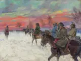 WIZJA NAPOLEONA W ODWROCIE SPOD MOSKWY by Jerzy Kossak, olej, płótno, sold Mar 2021