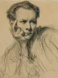 Tadeusz Styka, AUTOPORTRET, ok. 1925, ołówek, kredka, papier