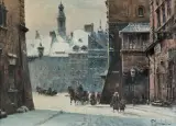 Władysław Chmieliński, WIDOK NA RYNEK STAREGO MIASTA W WARSZAWIE, olej, płótno