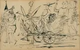 Tadeusz Makowski, POCHÓD KARNAWAŁOWY, OK. 1920, tusz pióro, papier