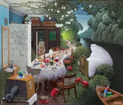 Jacek Yerka, SENNA UCZTA, 2019, akryl, płótno