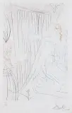 KRÓLOWA IZOLDA Z CÓRKĄ by Salvador Dalí, 1970, sucha igła barwna, papier japoński, sold Feb 2021