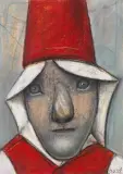 Stasys Eidrigevičius, GŁOWA, pastel, papier