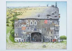 Jacek Yerka, TRIUMFALNY POWRÓT, 2021, kredki, ołówek, karton