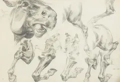 Marian Kratochwil, STUDIA KONI I POSTACI, 1933, ołówek, papier
