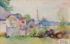 Jan Styka, PEJZAŻ, 1902, akwarela, gwasz, papier