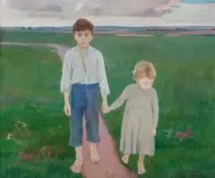Jerzy Karszniewicz, DZIECI NA ŁĄCE, 1903-1904, olej, płótno