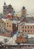 WIDOK NA MARINSZTAT I KOŚCIÓŁ ŚW. ANNY by Władysław Chmieliński, olej, płótno, sold Jan 2021