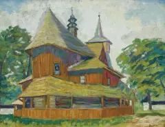 Emil Krcha, KOŚCIÓŁEK W SMOLNEJ, olej, tektura