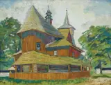 Emil Krcha, KOŚCIÓŁEK W SMOLNEJ, olej, tektura