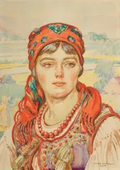 Henryk Uziemblo, PORTRET MŁODEJ DZIEWCZYNY, 1928, akwarela, papier