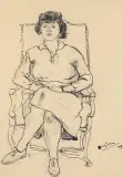 Henryk Hayden, PORTRET KOBIETY W FOTELU, 1947, tusz, papier