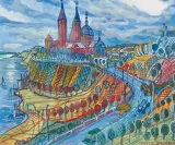 PŁOCK – UL. MOSTOWA by Edward Dwurnik, 1999, gwasz, papier, sold Jan 2021