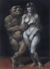 Adam Hoffmann, Nowy nabytek, 1973, pastel, węgiel, papier