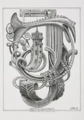 Jacek Yerka, GĄSZCZ KALIGRAFICZNY – J, 2020, ołówek, karton