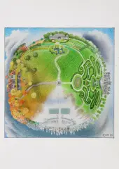 Jacek Yerka, KALENDARZ PAŁACOWY, 2020, kredki, ołówek, karton