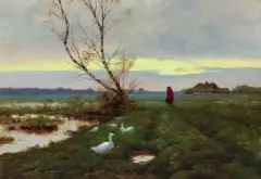 JESIENIĄ by Józef Rapacki, 1912, olej, płótno naklejone na tekturę, sold Dec 2020
