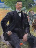 Jacek Malczewski, PORTRET MĘŻCZYZNY Z CZERWONYM MAKIEM, 1909, olej, płótno
