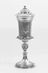 PUCHAR PAMIĄTKOWY by Autor nierozpoznany, przed 1917, srebro pr. 800, częściowo złocone, offered Dec 2020