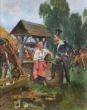 Wojciech Kossak, PRZY STUDNI. UŁAN I DZIEWCZYNA