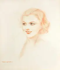 PORTRET RUDOWŁOSEJ by Tadeusz Styka, kredki, papier, sold Dec 2020