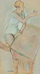 Leopold Gottlieb, PRZY STOLE. TOAST, ok. 1930, olej, technika mieszana, karton
