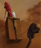 BEZ TYTUŁU by Zdzisław Beksiński, 1973, olej, płyta pilśniowa, sold Dec 2020