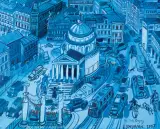 PLAC TRZECH KRZYŻY W WARSZAWIE by Edward Dwurnik, 2007, olej, płótno, sold Dec 2020