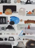 Jan Tarasin, SNUJĄCE SIĘ WĄTKI, 1984, akwarela, papier