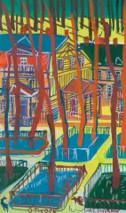 Otwock by Edward Dwurnik, 2008, gwasz, papier, sold Dec 2020