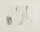 Pablo Picasso, RZEŹBIARZ PRZED SWOJĄ RZEŹBĄ..., 1927, akwaforta, papier