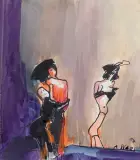 Alicja Wahl, W UŚCISKU, 1997, gwasz, tusz, papier