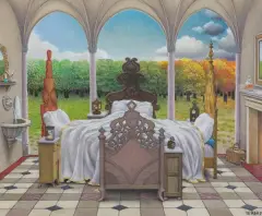 KONFERENCJA CZWÓRSTRONNA by Jacek Yerka, 2020, pastel, papier naklejony na tekturę, sold Dec 2020