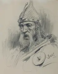 Jan Styka, SZKIC DO OBRAZU "PRZYSIĘGA WITOLDA", 1899, ołówek, papier