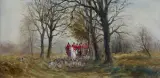 Fritz Moritz, POLOWANIE PAR FORCE, olej, płótno
