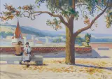 WIDOK ZE WZGÓRZA WAWELSKIEGO I by Soter Jaxa-Małachowski, 1926, akwarela, gwasz, papier, sold Dec 2020