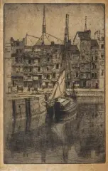 Józef Pankiewicz, HONFLEUR, STARY PORT, 1906, akwaforta, papier