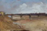 Artur Markowicz, KRAKÓW. WIDOK NA MOST PODGÓRSKI, 1909, olej, tektura