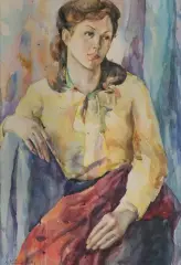 PORTRET KOBIETY by Adam Międzybłocki, ołówek, akwarela, papier, offered Dec 2020