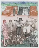 Marian Paweł Bocianowski, ULICA KROKODYLI - KONCERT DLA ADELI, akwaforta barwna, papier