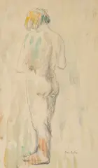 Jan Cybis, AKT STOJĄCY, ołówek, akwarela, papier
