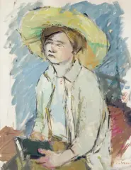 Aleksander Kobzdej, DZIEWCZYNA Z AZJI, ok. 1955, gwasz, papier