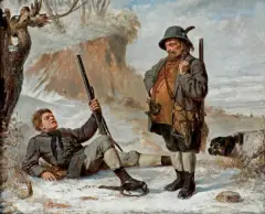 Antoni Kozakiewicz, WYPADEK NA POLOWANIU, 1870, olej, płótno dublowane