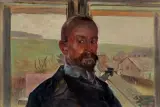 Jacek Malczewski, AUTOPORTRET NA TLE OKNA, ok. 1906, olej, tektura