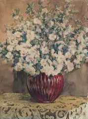 Aleksander Augustynowicz, KWIATY W WAZONIE, akwarela, karton