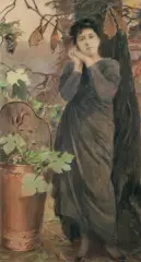 Teodor Axentowicz, PORTRET JESIENNY, 1911, akwarela, pastel, ołówek, karton