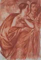 Ludomir Sleńdziński, DWIE KOBIETY. STUDIUM, 1919, sangwina, karton